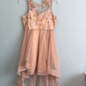 Gorgeous Hi low embroidered dress in a golden tan